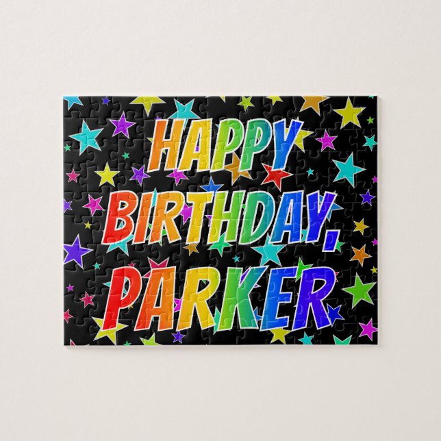 "PARKER" Vorname, Spaß "GLÜCKLICHER GEBURTSTAG" Puzzle (Horizontal)