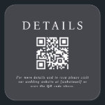 Parker Wedding QR Code Quadratischer Aufkleber<br><div class="desc">Dieses Hochzeitsdesign zeigt ein elegantes und formales Design, das sich perfekt für eine anspruchsvolle Zeremonie eignet. Die Einladung zeigt eine minimalistische Ästhetik, mit klaren Linien und einem Schwerpunkt auf Typografie. Die Namen werden in einem klassischen Serif-Schriftart prominent dargestellt, was dem Stück eine zeitlose Gnade verleiht. Die Verwendung eines einfachen Ampersands...</div>