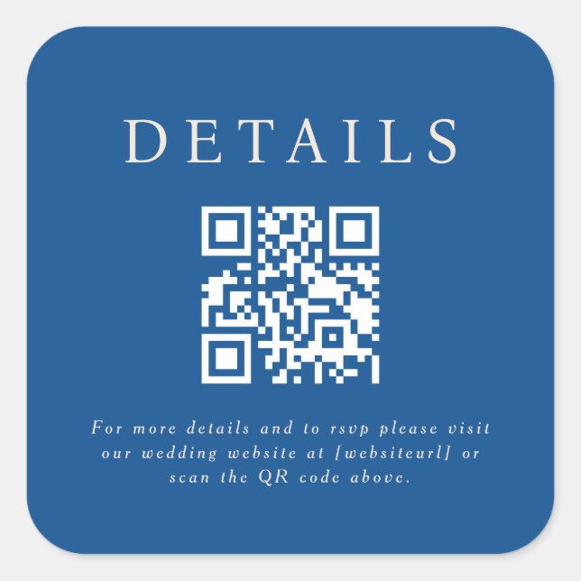 Parker Wedding QR Code Quadratischer Aufkleber (Vorderseite)
