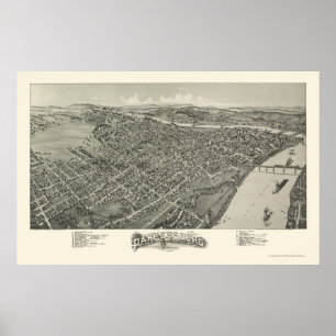 Parkersburg, WV Panoramakarte - 1899 Poster