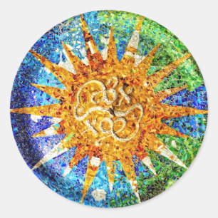 Parkguell-Mosaiksticker Runder Aufkleber