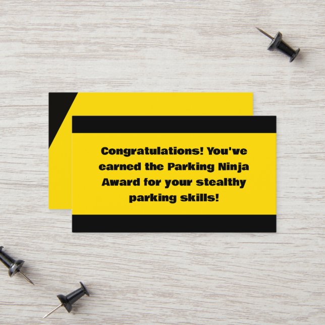 Parking Ninja Award Telefonnummerkarte (Vorderseite/Rückseite Beispiel)