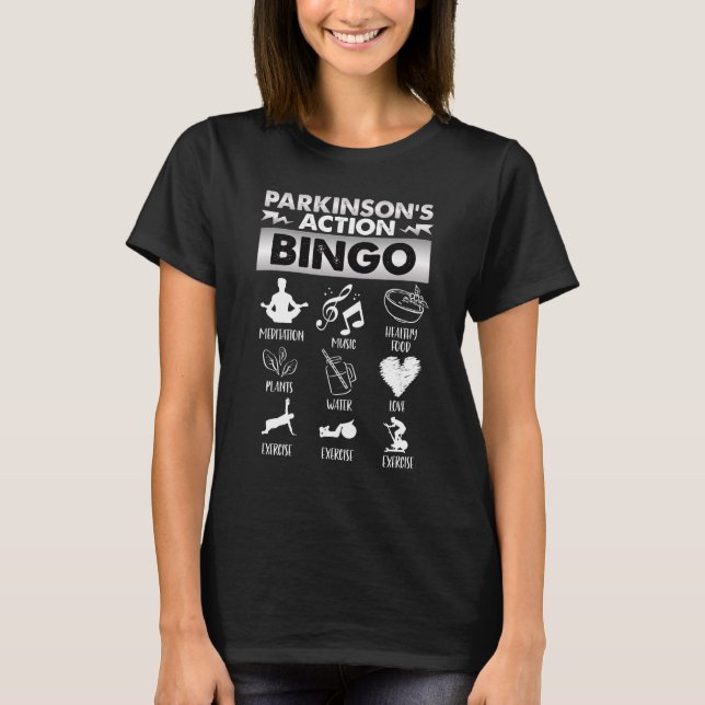 Parkinson Aktion Bingo Parkinson Krankheit T-Shirt (Vorderseite)