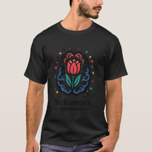 Parkinson-Bewusstseins-Gehirn und Tulpe T-Shirt