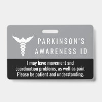 Parkinson-Bewusstseins-ID-Geduld-PVC-Abzeichen