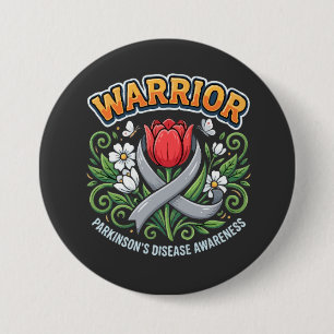 Parkinson-Krankheit Bewusstseins-Krieger Rote Tulp Button