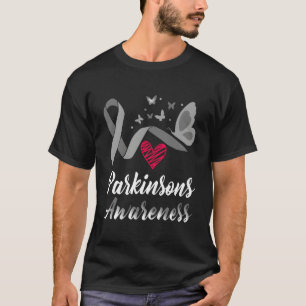Parkinsons Awareness Butterflies Gray Ribbon Suppo T-Shirt