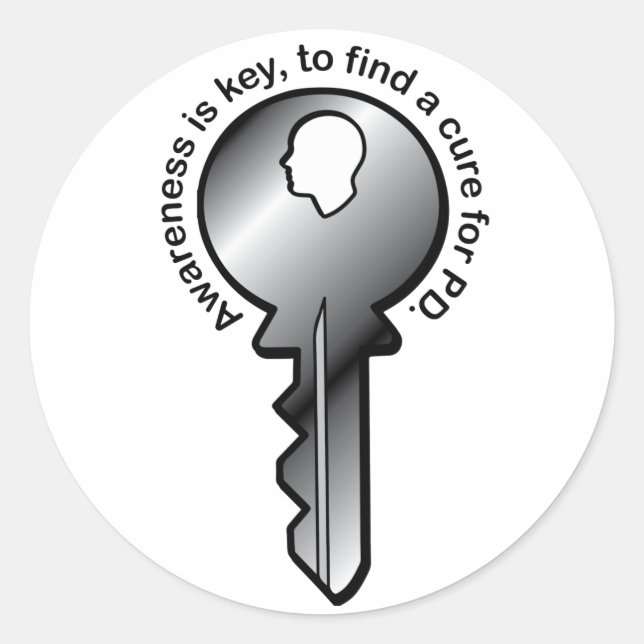 Parkinson's Awareness ist der Schlüssel Runder Aufkleber (Vorderseite)