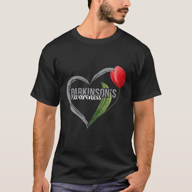 Parkinson's Awareness Monthheart Tulip Blume T-Shirt (Vorderseite)