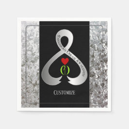 Parkinson's Awareness Ribbon Black and Silber 2 Serviette