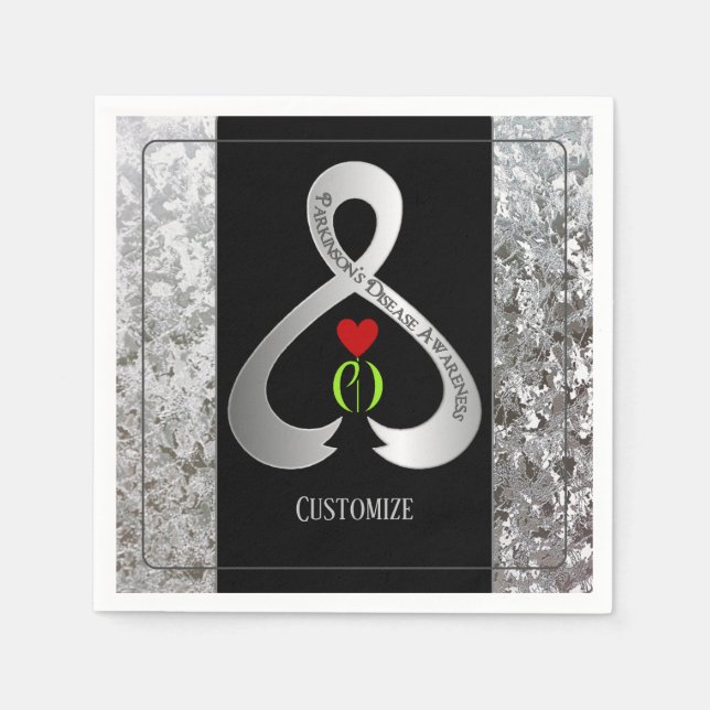 Parkinson's Awareness Ribbon Black and Silber 2 Serviette (Vorderseite)