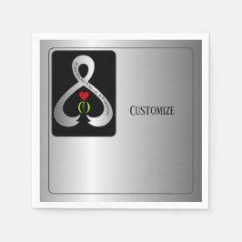 Parkinson's Awareness Ribbon Silver Serviette