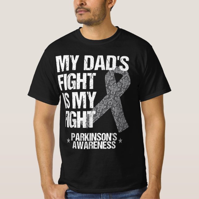 Parkinson's Disease Awareness Dad;s Fight Silver R T-Shirt (Vorderseite)
