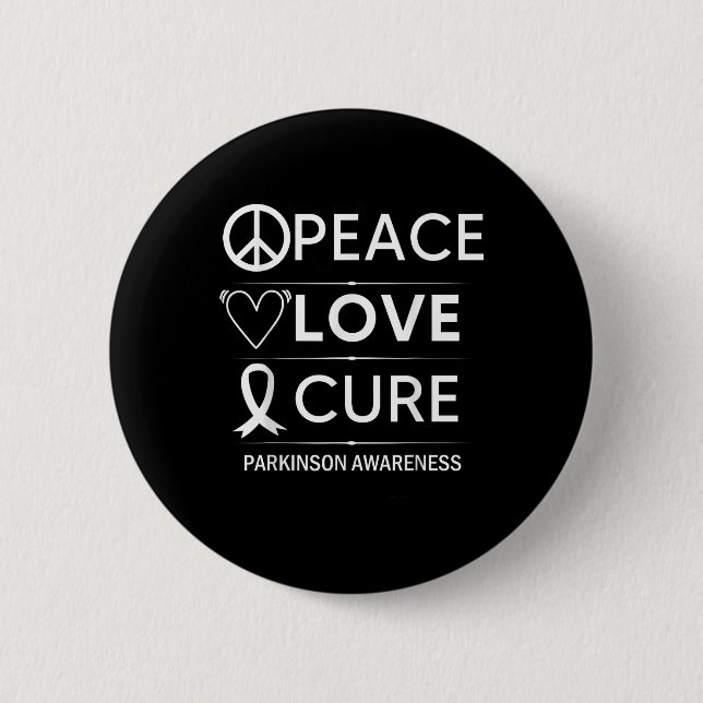 Parkinsons Disease Awareness Peace Liebe Cure Button (Vorderseite)