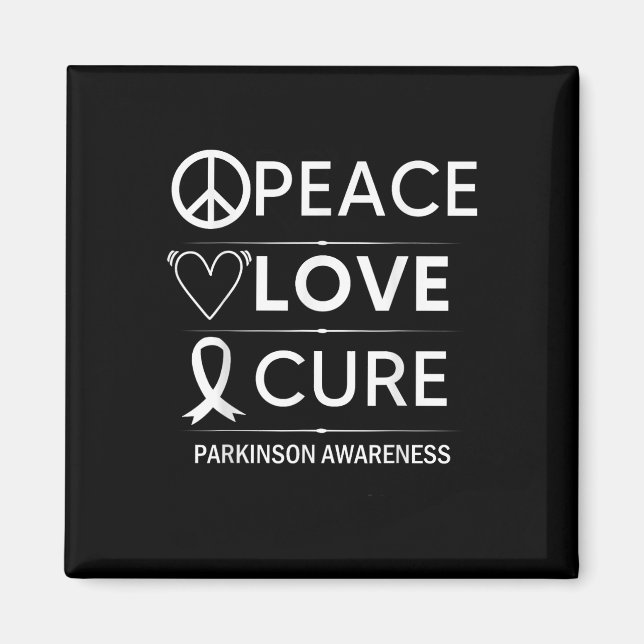 Parkinsons Disease Awareness Peace Liebe Cure Magnet (Vorne)