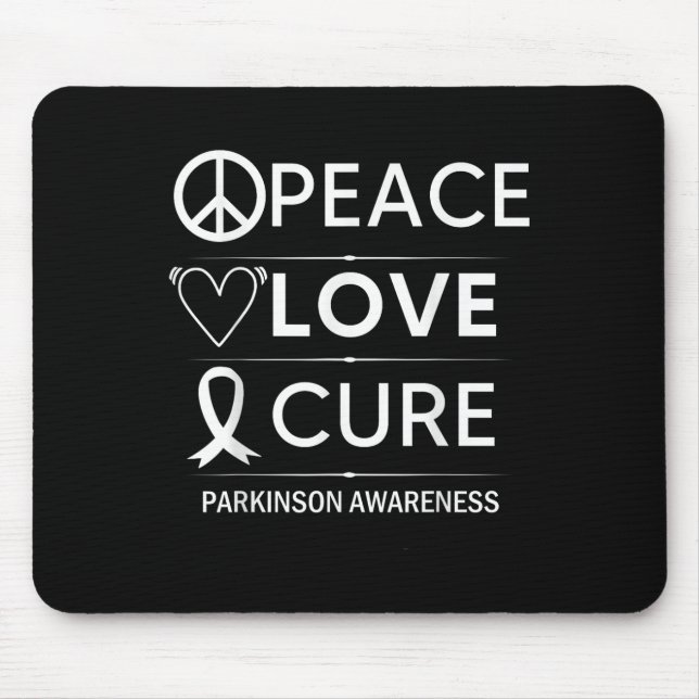Parkinsons Disease Awareness Peace Liebe Cure Mousepad (Vorne)