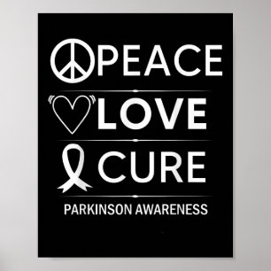 Parkinsons Disease Awareness Peace Liebe Cure Poster