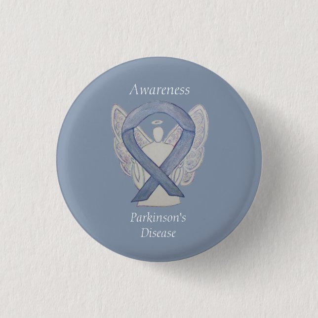 Parkinson's Disease Awareness Ribbon Angel Art But Button (Vorderseite)
