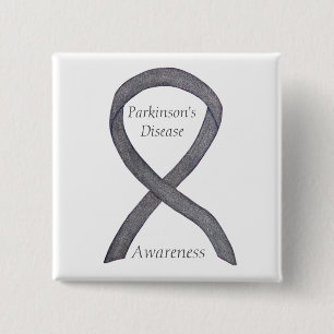 Parkinson's Disease Awareness Ribbon Art Button