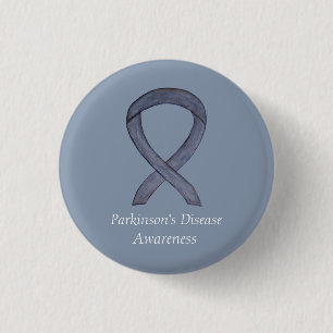 Parkinson's Disease Awareness Ribbon Art Button