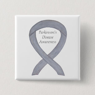 Parkinson's Disease Awareness Ribbon Art Button