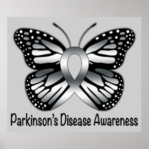 Parkinson's Disease Butterfly Awareness Ribbon Poster
