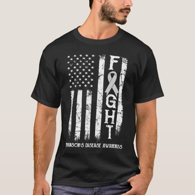 Parkinson's Disease Warrior US Flag T-Shirt (Vorderseite)