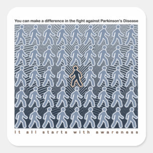 Parkinsons Kämpfe beginnt mit Bewusstsein Quadratischer Aufkleber