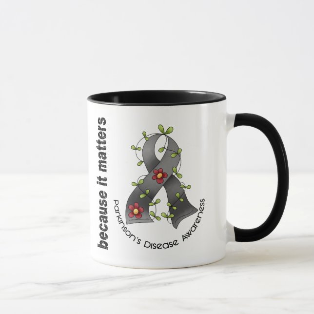Parkinsons Krankheits-Blumen-Band 3 Tasse (Rechts)