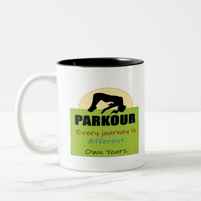 Parkour-Every Journey ist eine andere eigene Reise Zweifarbige Tasse (Links)