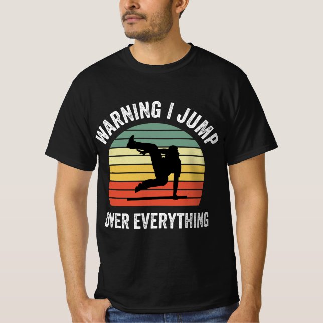 Parkour Free Running Parkour Warning I Jump Over E T-Shirt (Vorderseite)