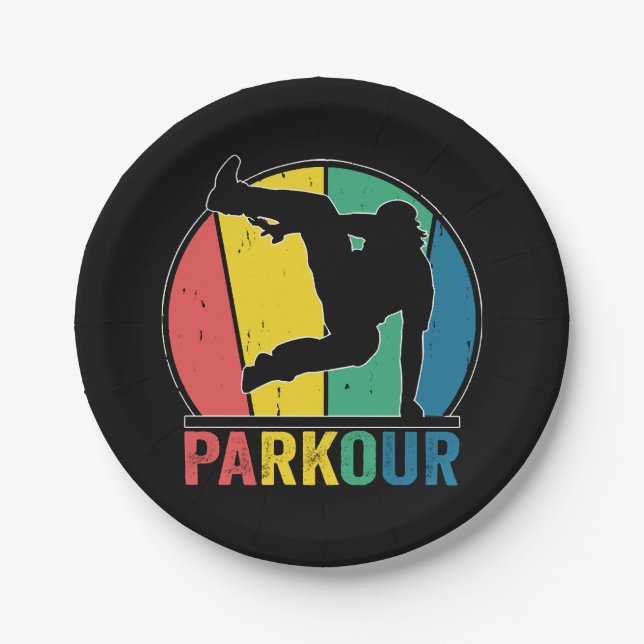 Parkour Free Running Training Traceur Retro Pappteller (Vorderseite)