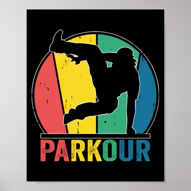 Parkour Free Running Training Traceur Retro Poster (Vorne)