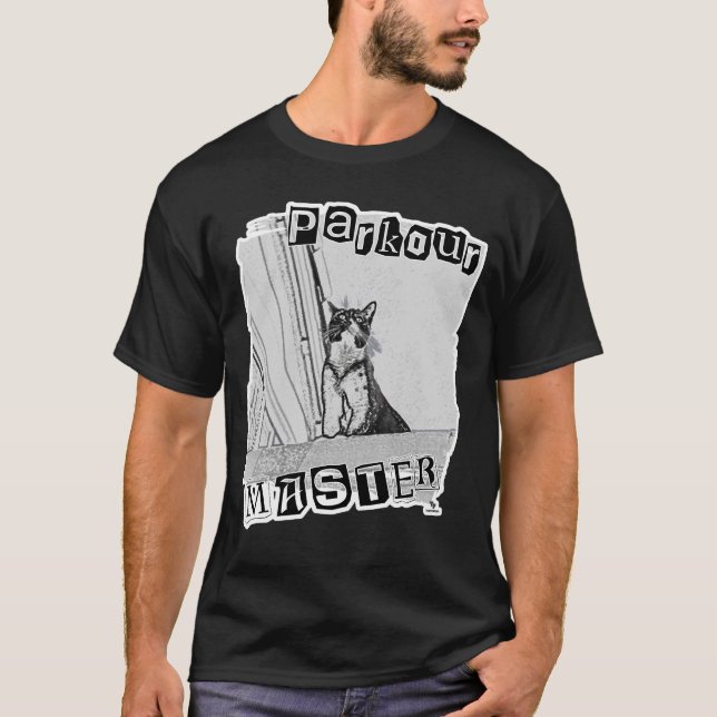  Parkour Master Funny Punk Kitty Design T-Shirt (Vorderseite)