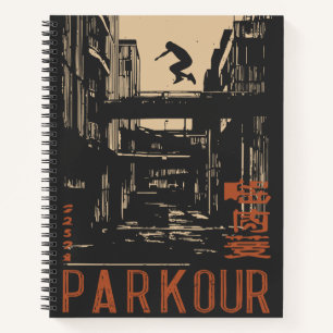 PARKOUR Urban Action Silhouette Poster Retro Notizbuch