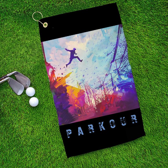 Parkour Urban Obstacle Course frei laufen Custom Golfhandtuch (Von Creator hochgeladen)