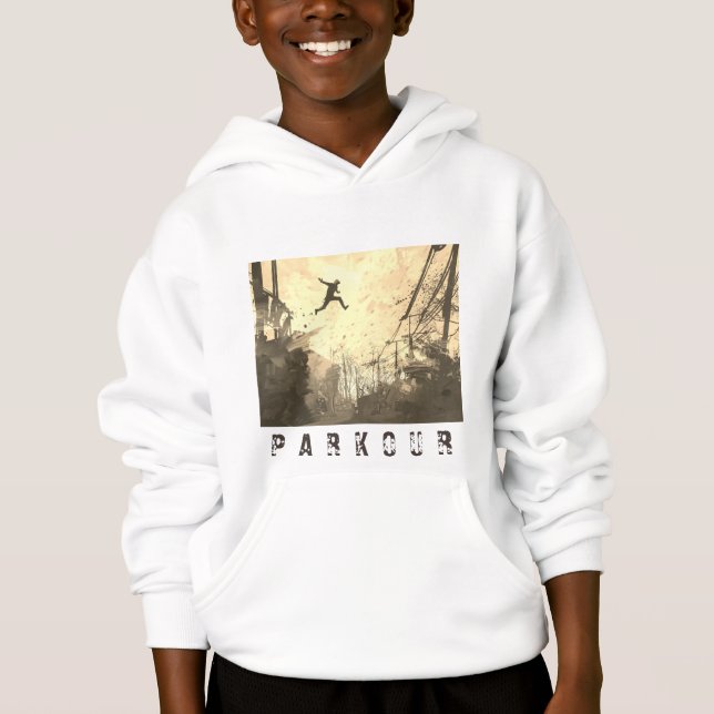 Parkour Urban Obstacle Course Moderne Sepia Hoodie (Vorderseite)