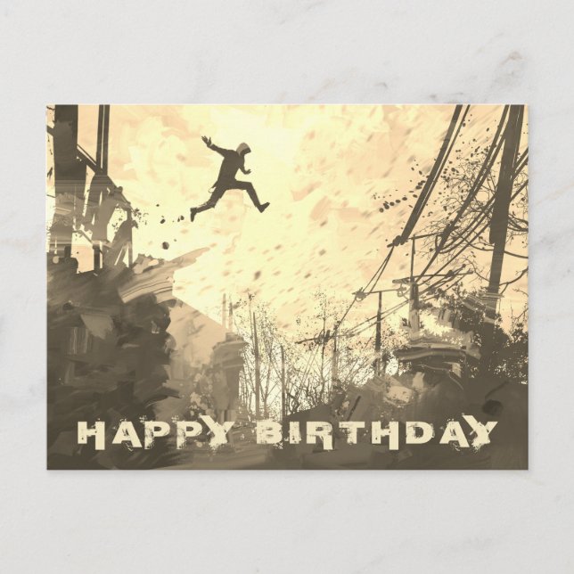 Parkour Urban Obstacle Kurs Modern Sepia Postkarte (Vorderseite)