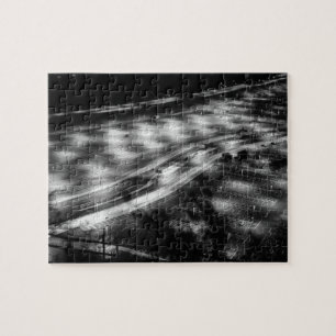 Parkplatz in Schwarz-Weiß Puzzle