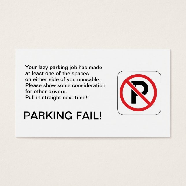 PARKPLATZ VERSAGT! (Vorderseite)