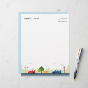 Parkplätze Autos auf der Straße Letterhead Briefbogen