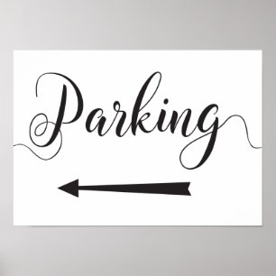 Parkrichtungen für Hochzeiten Zeichen Links Pfeil Poster