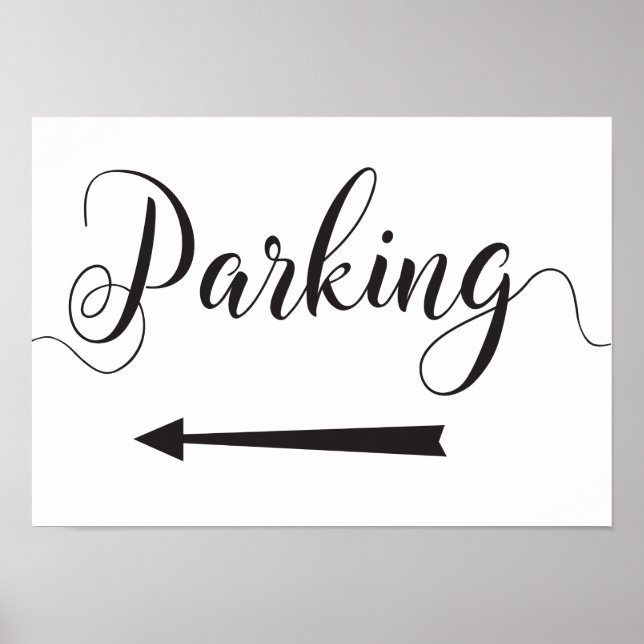 Parkrichtungen für Hochzeiten Zeichen Links Pfeil Poster (Vorne)