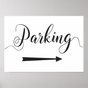 Parkrichtungen Gleich nach rechts für Hochzeiten Poster