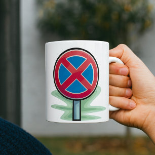 Parkverbotsschild Rot Blau Verkehrssymbol Kaffeetasse