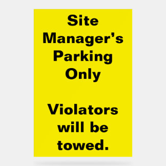 Parkwarnzeichen für Site Manager Acrylschild