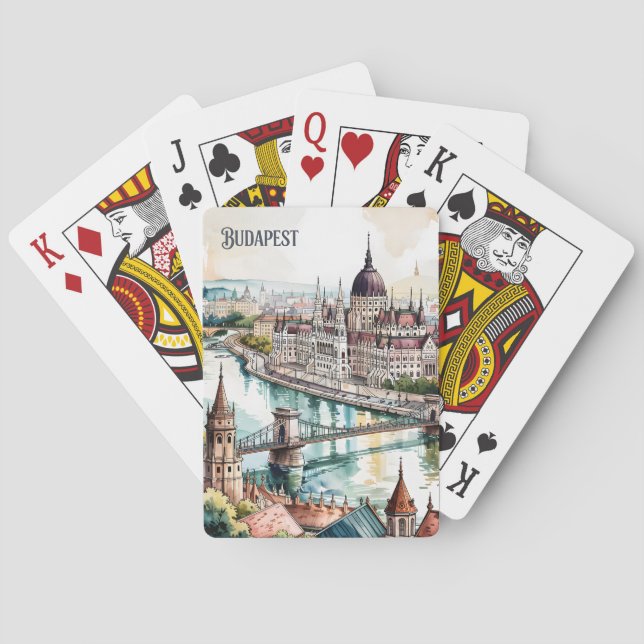 Parlament Ungarn Budapest Donau Skyline Spielkarten (Rückseite)