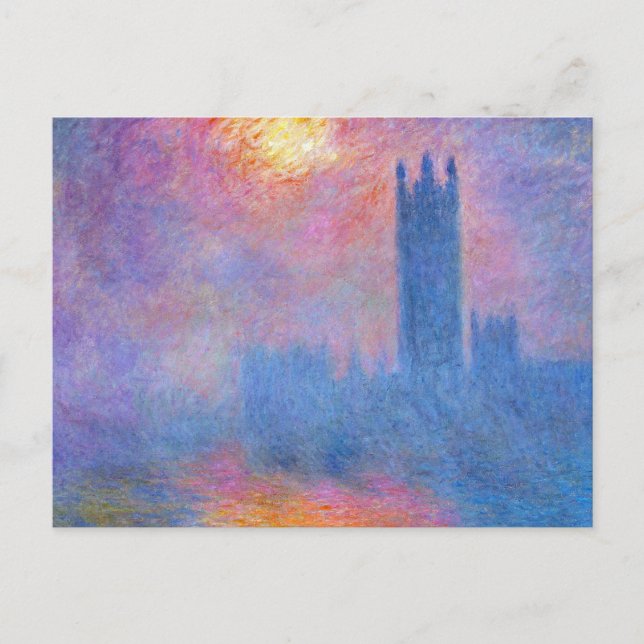 Parlamentshäuser, London, Sun durchbrechen Postkarte (Vorderseite)