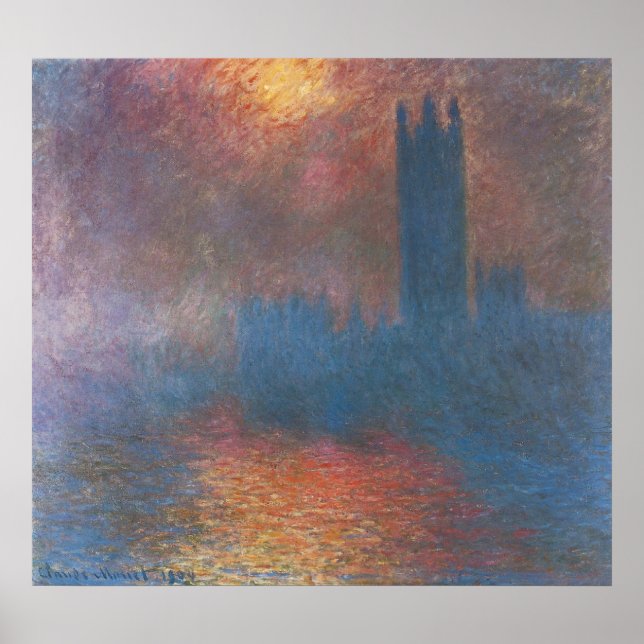 Parlamentshäuser, London von Claude Monet Poster (Vorne)