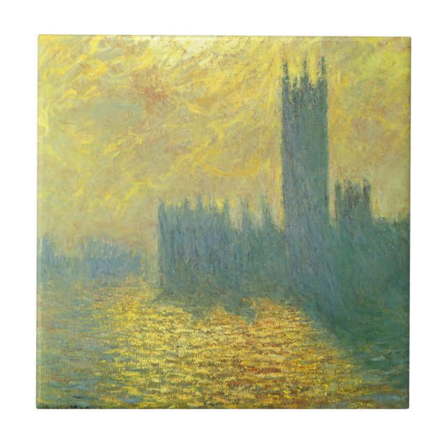 Parlamentshäuser, Stormy Sky von Claude Monet Fliese (Vorderseite)